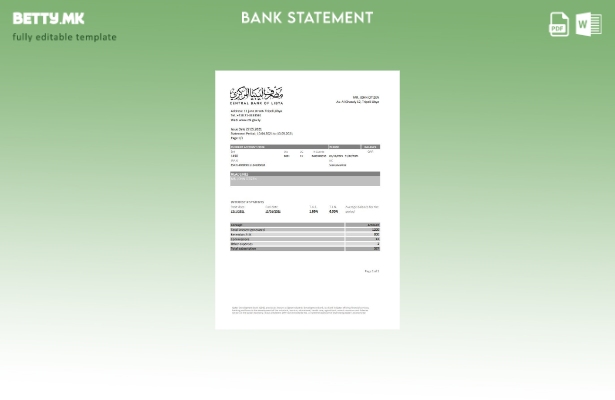 модерен стил Либија Централна банка на Либија банка извод на ексел шаблон